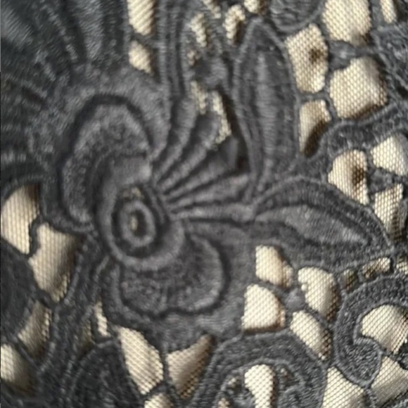 Chetta B Sherrie Bloom Peter Noviello Black Lace Cocktail Dress Sz 12 Bow Belt - Picture 4 of 11